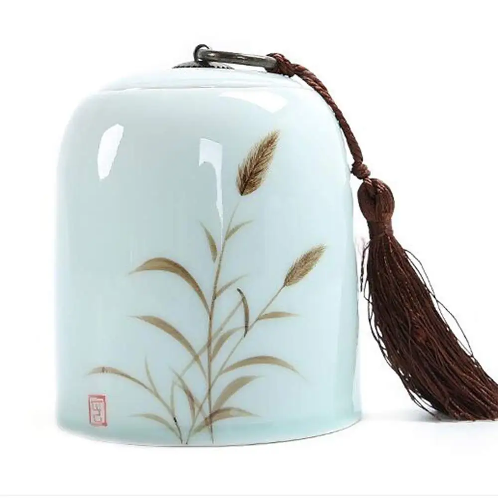 

Funeral Cremation Urns for A Small of Adult Ashes and Memorial- Hand-Painted Ceramics Sealed jar - Burial Urns at Home