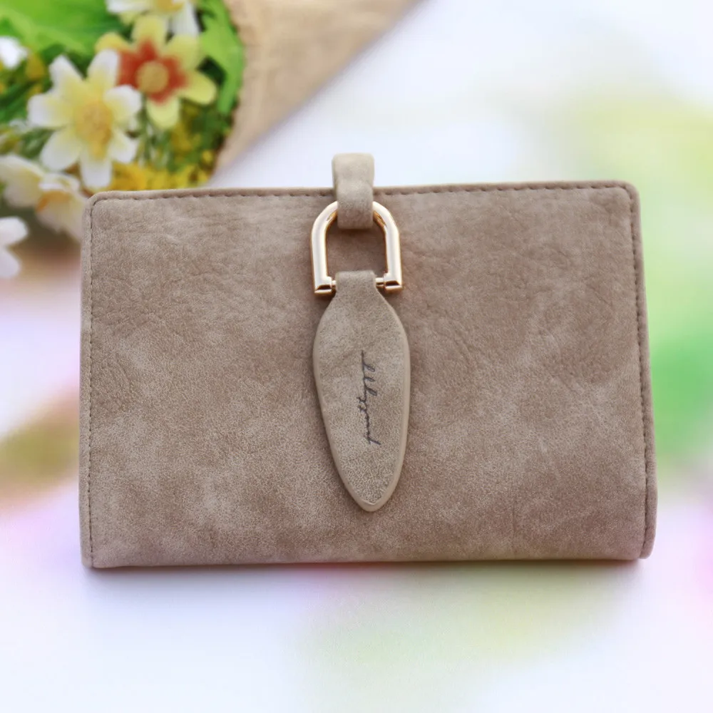 Модные женские короткие кошельки, винтажные женские кошельки из искусственной кожи, короткий клатч с застежкой-защелкой, маленький матовый женский кошелек, женский кошелек