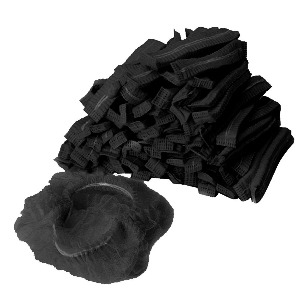 100x Disposable Mob Cap Non Woven Anti Dust Hat Head Cover Food Catering Kitchen