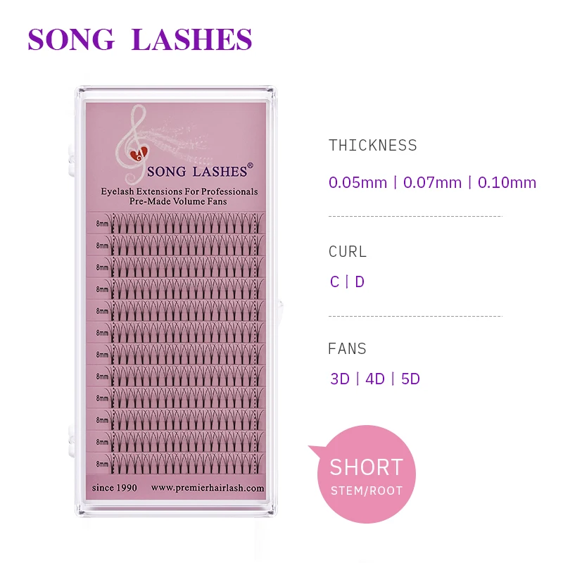 SONG LASHES 0 07 10 мм толщина готовые веер объемные вееры Lashes 3D 4D короткие Стволовые
