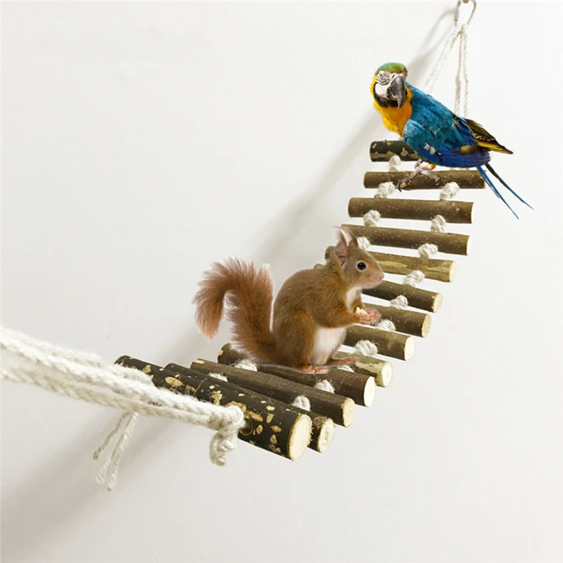 

Parrot logs with leather rotary stairs climbing ladder cloud ladder nibble toy parrot mouse toy bridge ladder hamster bird 20J2