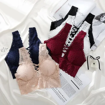 

Lace Bra Sexy Back Camisole Short Wrap-around Anti-Exposure Underwear Female Summer