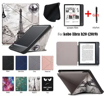 

GLIGLE Transformer stand slim Leather case cover for KOBO Libra H2O protect shell E-book case for KOBO N873+stylus+screen film