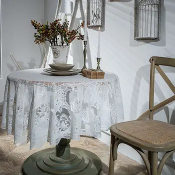 

Lace Kitchen Table Cloth Round Tablecloth Lace Table Placemat 150/190CM Shabby Vintage Table Cloth