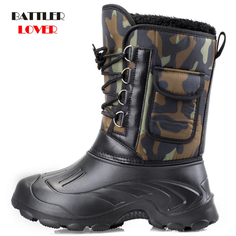 -45 Degree Men Boots Platform Real Wool Snow Boot for Men Thick Wool Waterproof Slip-resistant 2019 Winter Keep Warm Shoes 40-46