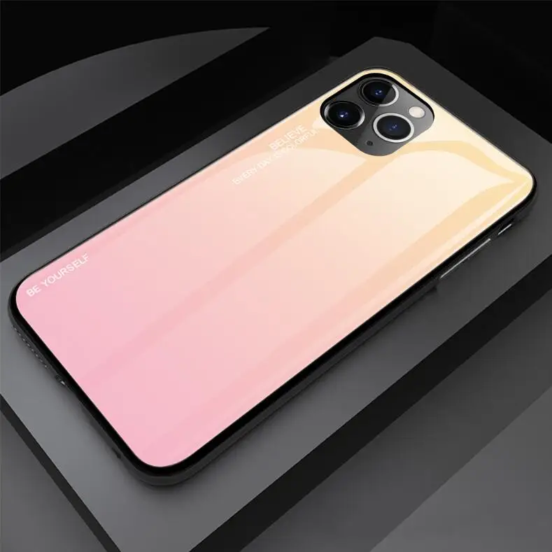 Для Apple iphone 11 Pro макс. закаленное стекло чехол Защита разноцветная ракушка чехол для телефона