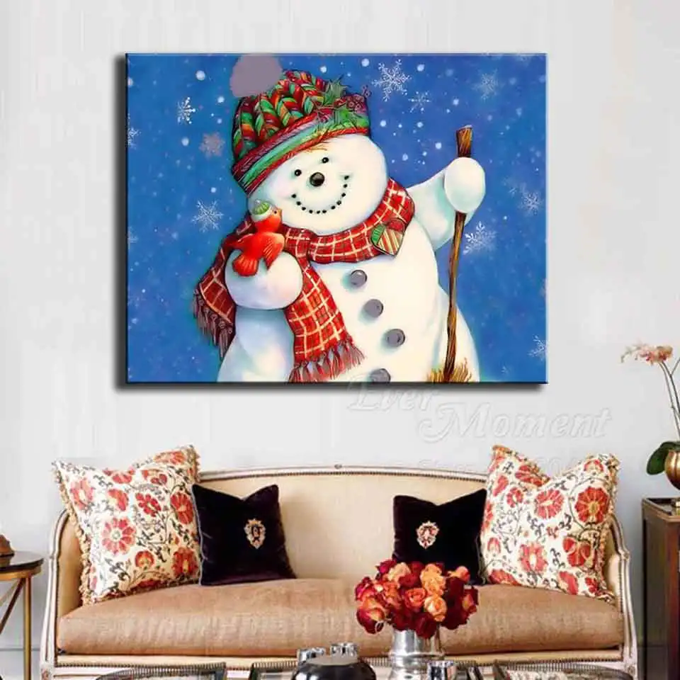 Алмазная картина Ever Moment, снеговик, Рождественская картина, стразы, мозаика, полная квадратная дрель, алмазная вышивка, декор S2F2402