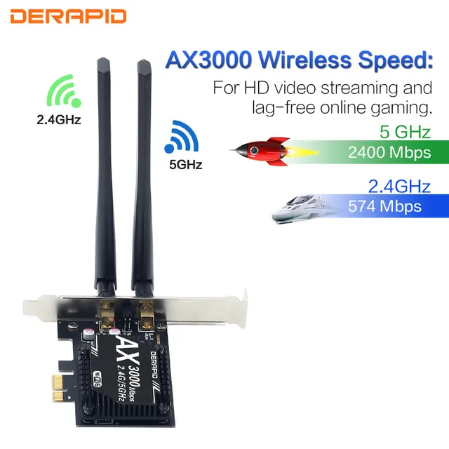 3000Mbps WiFi6E Intel AX210 Bluetooth 5.2 Dual Band 2.4G/5GHz WiFi Card 802.11AX/AC PCI Express Wireless Network Card Adapter PC 5