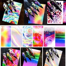 6 шт голографическая красочная наклейка с пламенем для ногтей стикер уникальная личность стильный и повседневный Шарм
