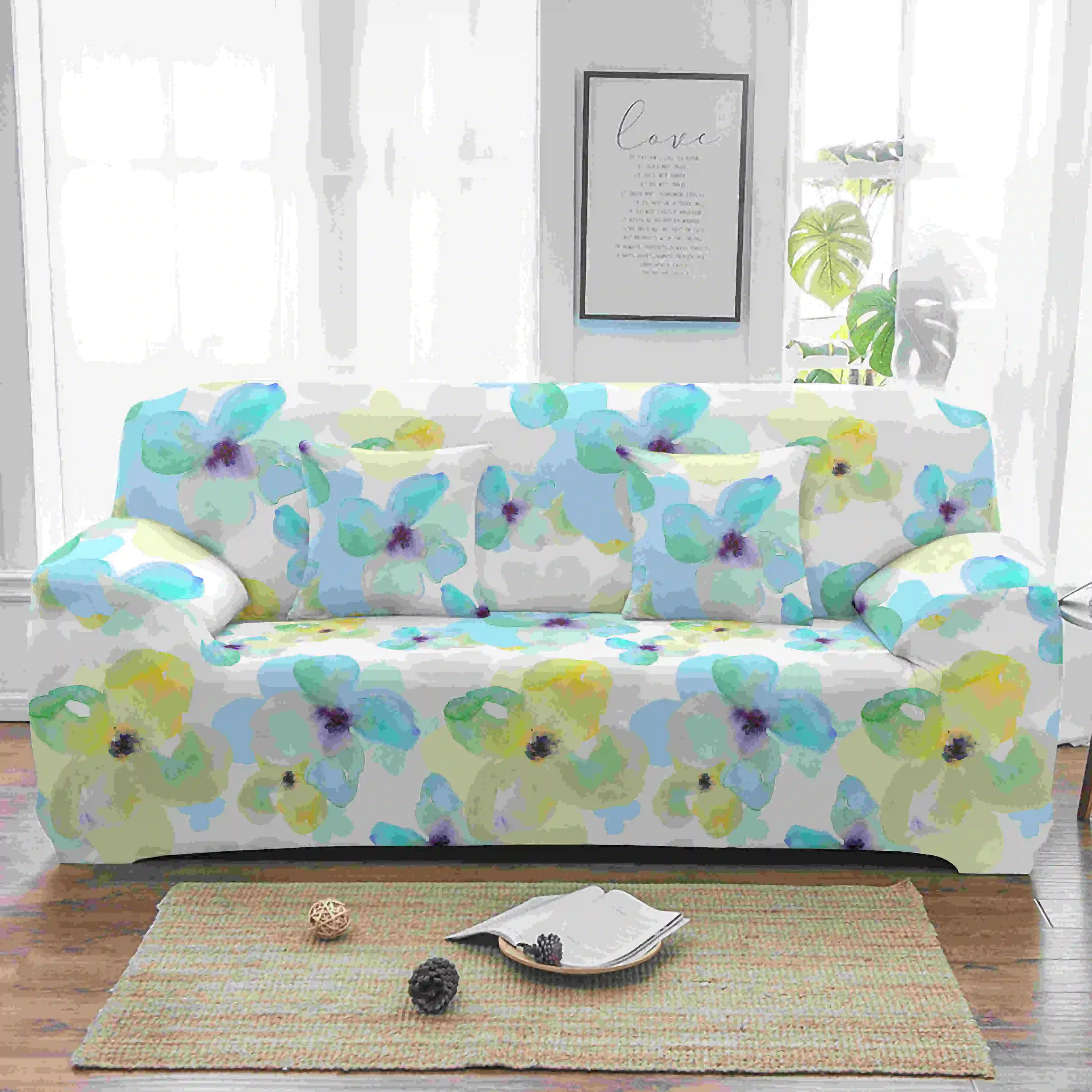 Homesky Flower Sofa Covers Stretch Slipcovers Sectional Elastic Cover for Living Room L shape Armchair 1/2/3/4-seater | Дом и сад