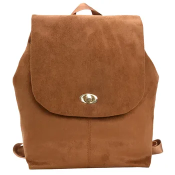 

Women Suede Backpack Student Bag Travel Bags Outdoor Casual Pockets Sports Backpacks Multi-function Buckle Backpacks ##3
