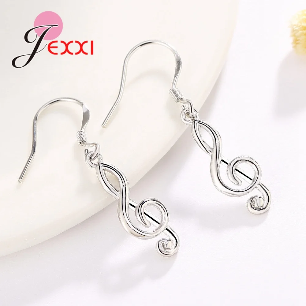 

Novelty 925 Sterling Silver Plain Metal Texture Earrings Music Notation Wedding Engagement Accessories Pierced Jewelry