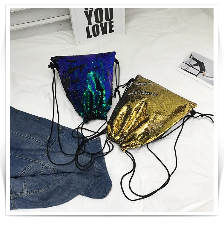 Новая мода блестки Drawstring Рюкзак луч порт s сумка для хранения карман сумка для покупок путешествия рюкзак