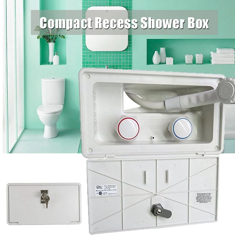 

RV Exterior Shower Box with Lock-Includes Shower Faucet, Shower Hose, Shower Wand for Boat/Camper Motorhome/Caravan Accessories
