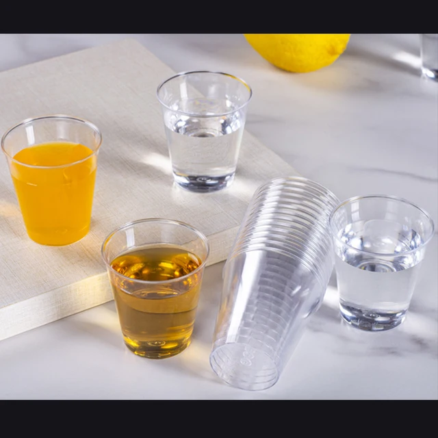 20PCS 50/200ml Disposable Glasses Double Drinking Shooter Cups Plastic  Disposable Clear Durable Tea Coffee Cups Party Tumblers