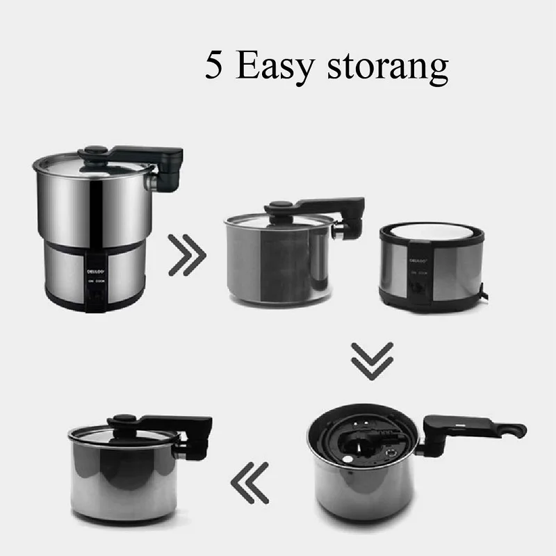 450W Travel Pot Mini Portable 304 Stainless Steel Electric Hot Pot Electric Boiling Pot Small Hot Pot Steamer Stew Pot 110-240V 5
