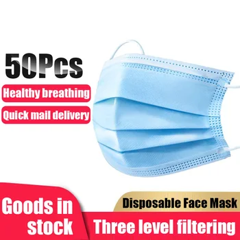 

50pcs in stock.Disposable Thickened Masks.Disposable Earloops faceMasks,3-Ply High Quality,Breathable Flu Hygiene Face Mask