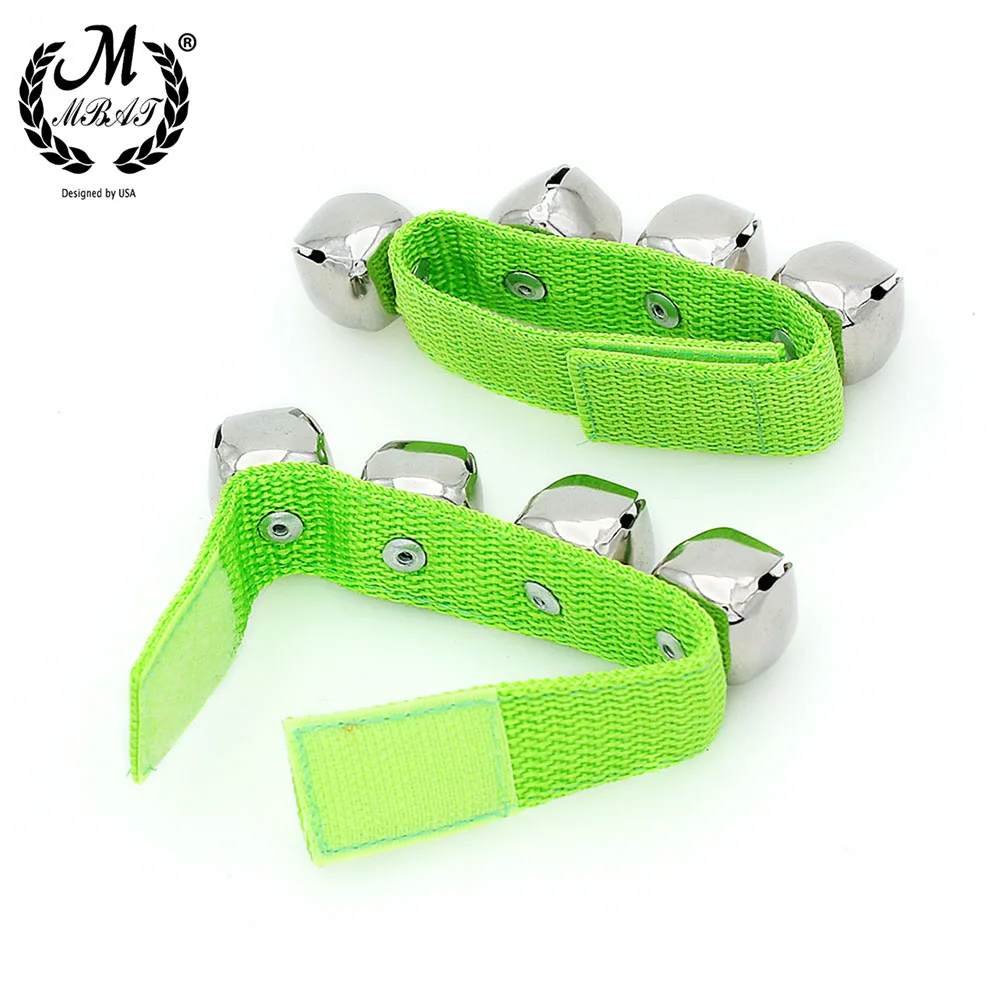 M MBAT Jingle Bells Bracelet Wrist Tambourine Fastener Tape Percussion Musical Toy Party Kids Educational Games Instruments