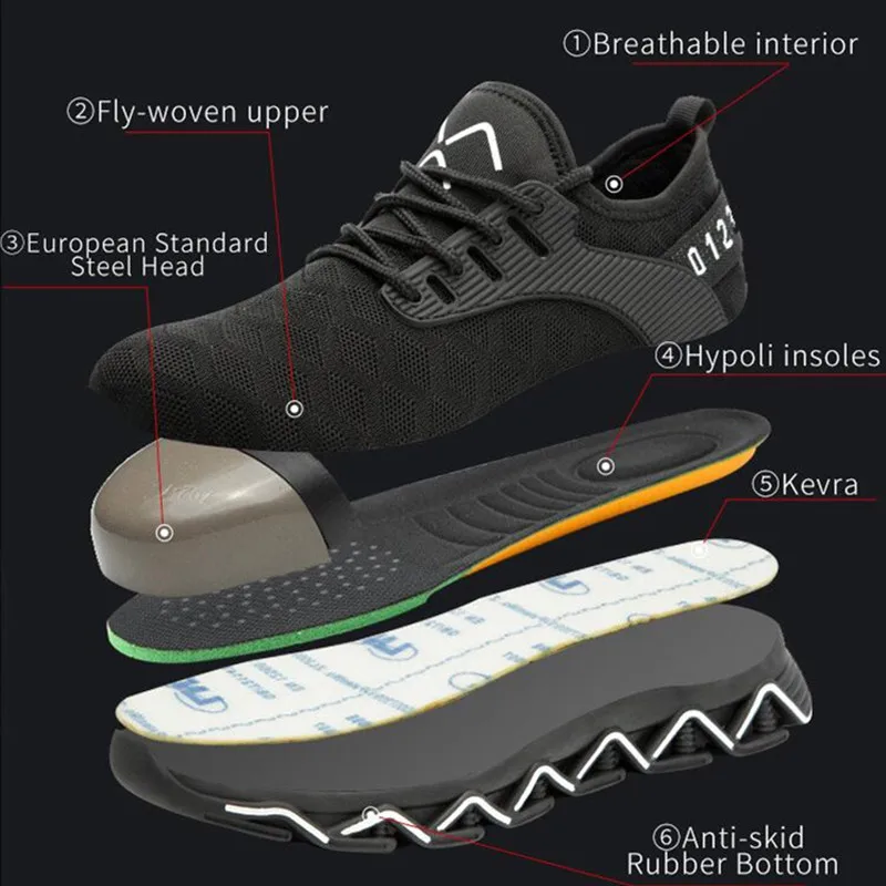 

Steel Toe shoes Work Safety Shoes Breathable Anti-smashing Anti-puncture Non-slip Protective Working Shoes man Safety Boots