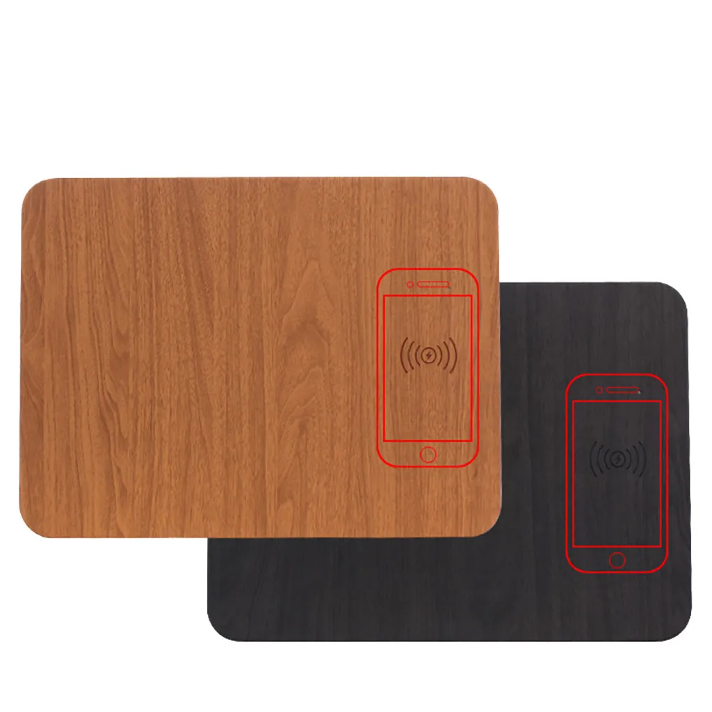 PU+ ткань+ резиновая Зарядка без помех 5 Вт Беспроводная зарядка USB PU+ деревянная мышь/Коврик для Мыши для ПК ноутбука 30x22 см