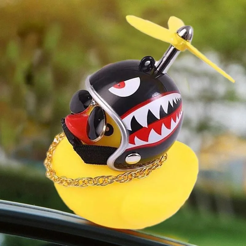 Duckling With Helmet And Chain Creative Car Accessories Duck In The Car  Suffered Duck Car Dashboard Toys Motorcycle Ducklings