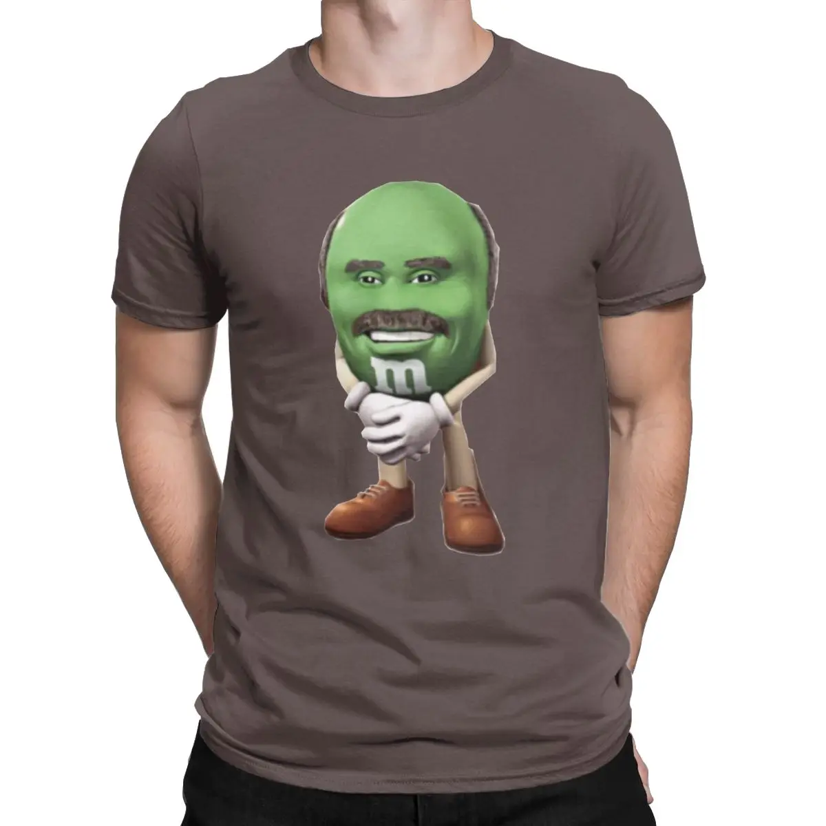 Dr Phil M& M's Chocolate Candy Character, футболки для мужчин, новинка, хлопковые футболки с круглым вырезом, футболки с коротким рукавом, Подарок, Идея, топы - Цвет: Коричневый
