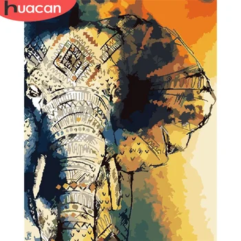 

HUACAN Paint By Number Elephant Drawing On Canvas Hand Painted Painting Art Gift DIY Pictures By Numbers Animals Kits Home Decor