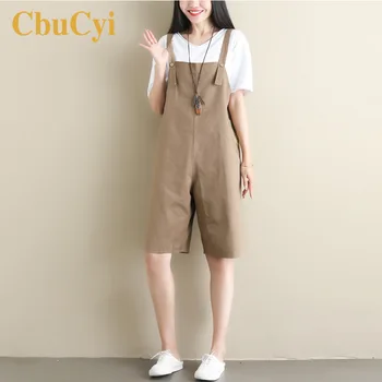 

Plus Size Women Summer Overalls Loose Playsuits Cotton Linen Bandage Rompers Womens Jumpsuit Embroidery Playsuit Party Jumpsuit