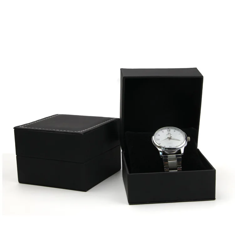 

High-end Pu Car Line Watch Box Gift Box Jewelry Box Black And White with Pattern Epidermal Flip Watch Box Customizable