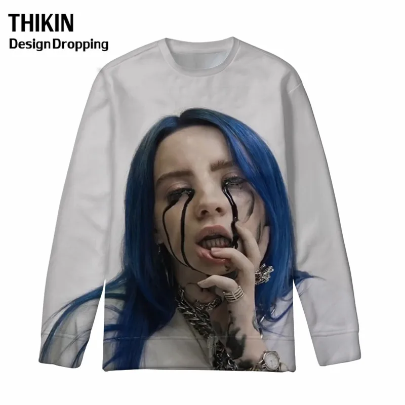 Модные худи Billie Eilish с 3D принтом для девочек, Женская толстовка с капюшоном в стиле хип-хоп, певица, толстовки с капюшоном, осенняя зимняя одежда