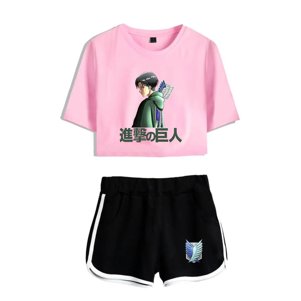 COSREA Attack On Titan Cosplay Costume Survey Corps Logo Short Sleeve Shirt Sport Suits Girls Tees Shorts T Running Sets Women -Zentai shop online H64ad14de201e437fb041c638d311d12dT.jpg