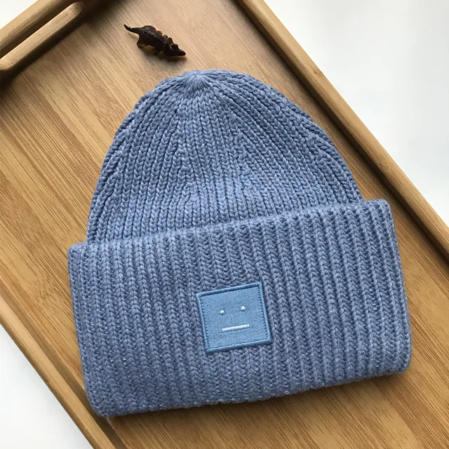 AC Studios Smiling face Beanie Skull Caps knitted Cashmere Eye Warm Couple Lovers Acne Hats Tide Street Hip-hop Wool Cap Adult 16