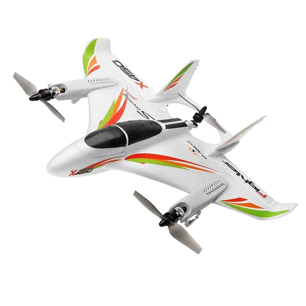 RC самолет X450 6-way с бесщеточным двигателем вертикальный взлет/посадки с фиксированной крыло самолет самолета ведущих звезд