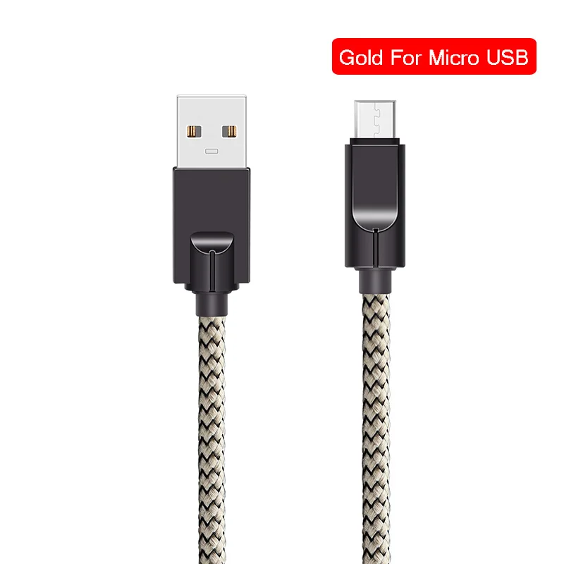 Кабель usb type-C для samsung для Xiaomi провод для быстрой зарядки Micro USB USB-C зарядное устройство мобильный телефон USBC кабель type C 2 м линия передачи данных - Цвет: Gold-Micro