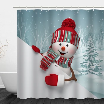 

Nordic Style Digital Printing Home Decor Christmas Waterproof Curtain Polyester Fabrics Shower