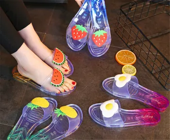 

Ladies Summer Cartoon Fruit Slippers Comfortable Non-slip Sandals Cute Lightweight Women Sandals Jelly Shoes Beach Shoes