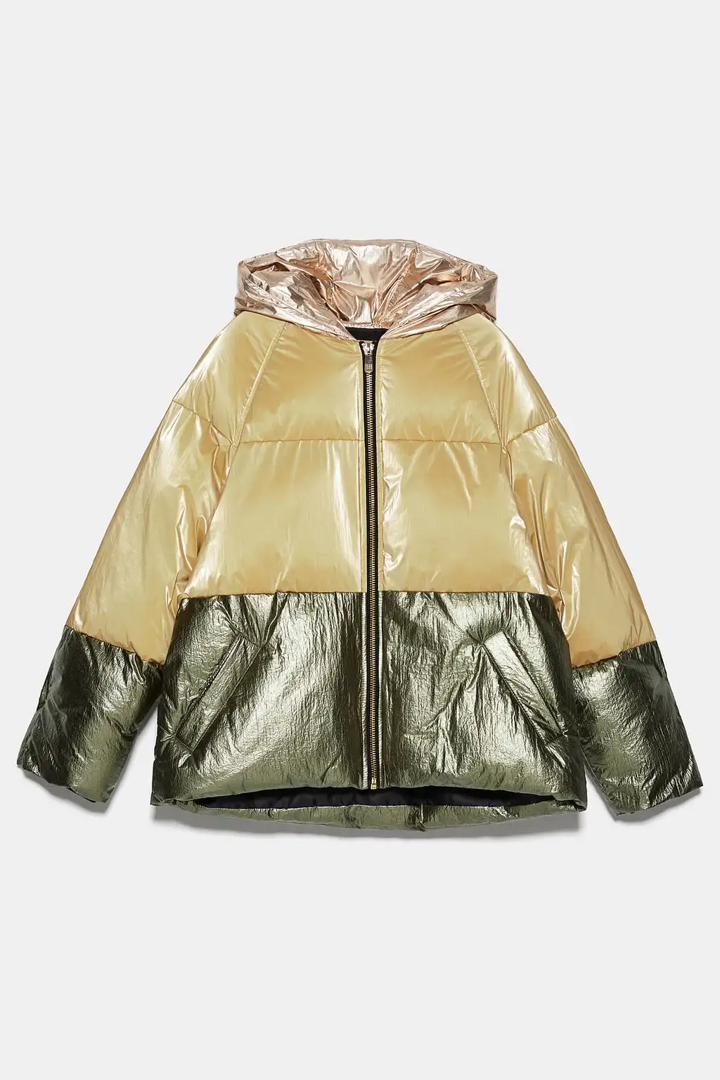 zara gold puffer jacket