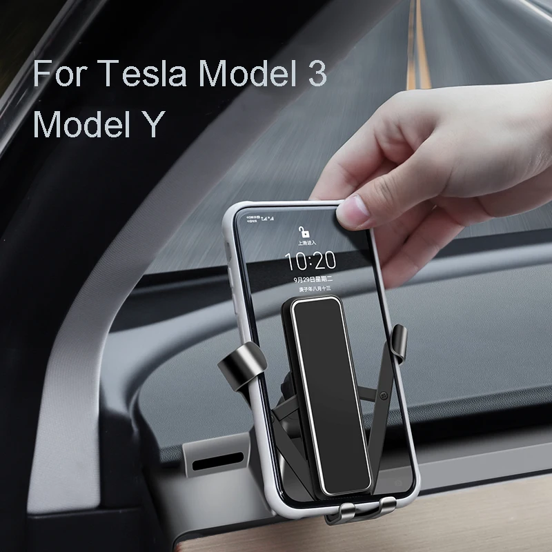 

Автомобильный держатель для телефона Tesla Model 3 Y, держатель для мобильного телефона из алюминиевого сплава, защита от встрясок