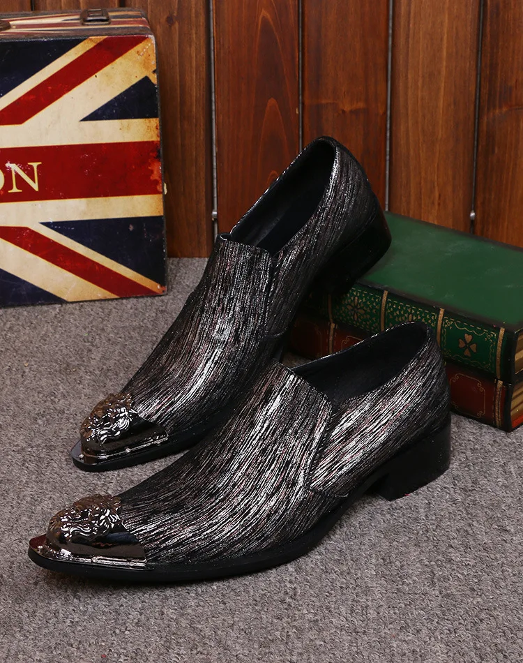 

Loafers Male Cowhide Pointed Casual Leather British Style Chaussure Genuine Leather Full Grain Leather Cow Leather Slip-on