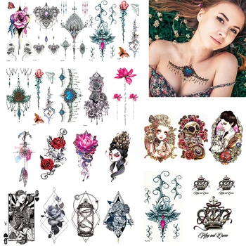 

Waterproof Tattoo Sticker Full Arm Water Transfer Floral Cartoon Fake Tattoo Sleeves Body Art Shoulder Temporary Tattoo Sticker