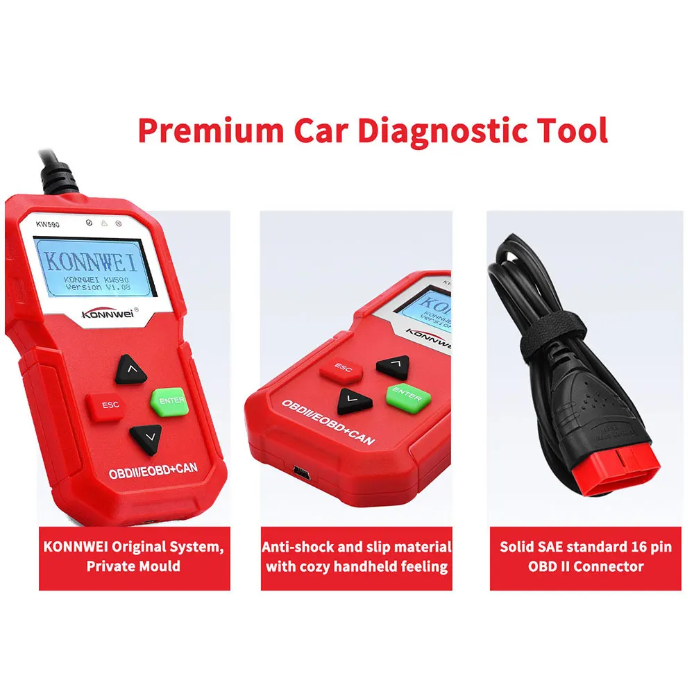 Vehemo OBD2 для KW590 Автомобильная диагностика Авто диагностический сканер инструмент автомобильный диагностический сканер проверка кода двигателя считыватель данных в реальном времени