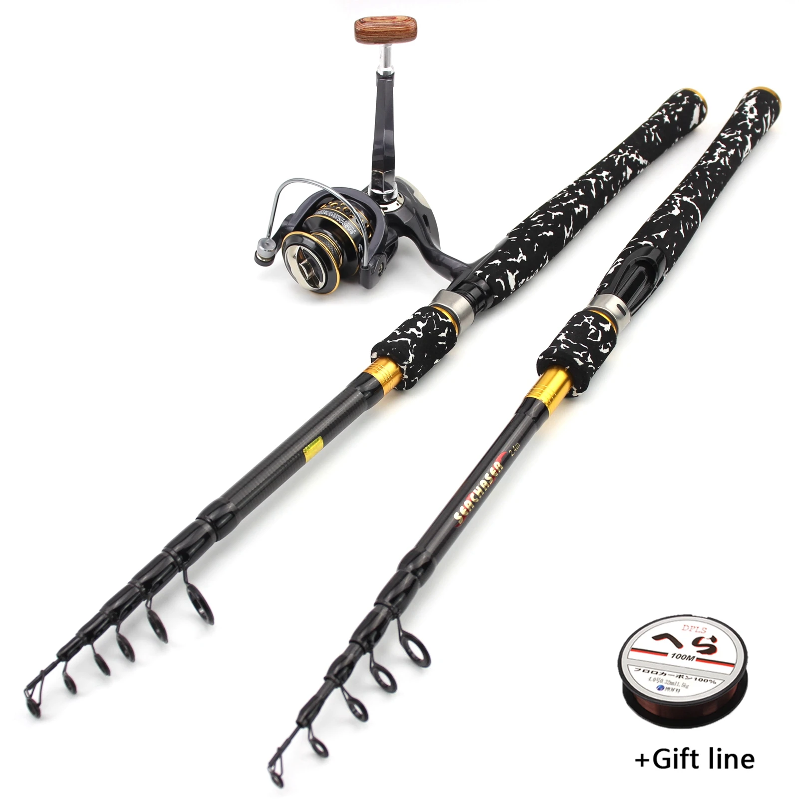 1.8M 2.1M 2.4 M2.7M carbon telescopic fishing rod cork handle lure Trout  Spinning Rod Reel Combos Super hard long shot Trout Rod