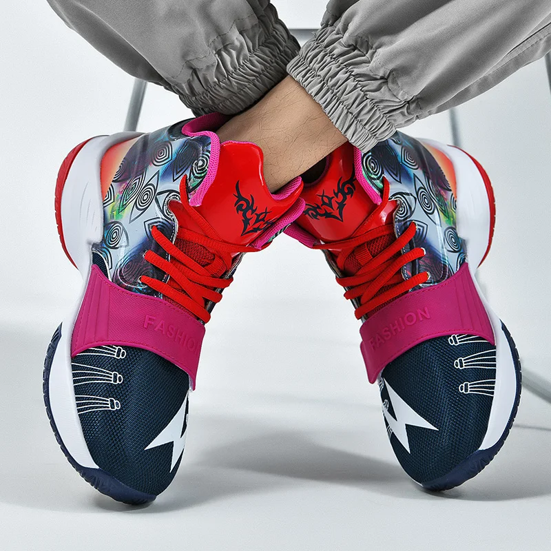 

Fashion Men Basketball Shoes Multicolor Basketball Sneakers Men Lightweight Non-slip Outdoor Sports Shoes Gym Training Shoes