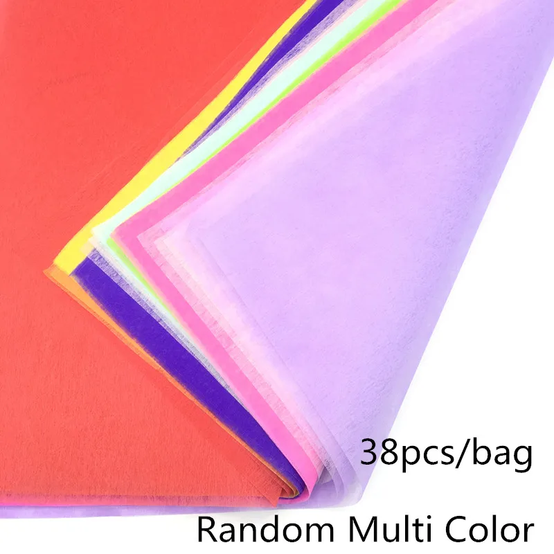 38 шт./лот, одноцветная тканевая бумага, оберточная волоконная текстура, накидки с цветочным узором, DIY, Цветочная упаковочная бумага, Рождественская оберточная бумага, подарочная бумага - Цвет: Random mixing