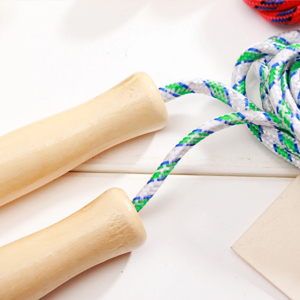 Детский студенческий красочный плетеный Скакалка с деревянной ручкой, спортивный фитнес-инструмент, оплетка скакалка, спортивный фитнес-инструмент