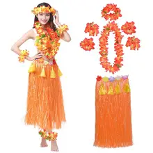 

Lightweight 1 Set Excellent Hawaiian Hula Grass Skirt Set Plastic Fiber Hula Dancing Skirt Adjustable for Home
