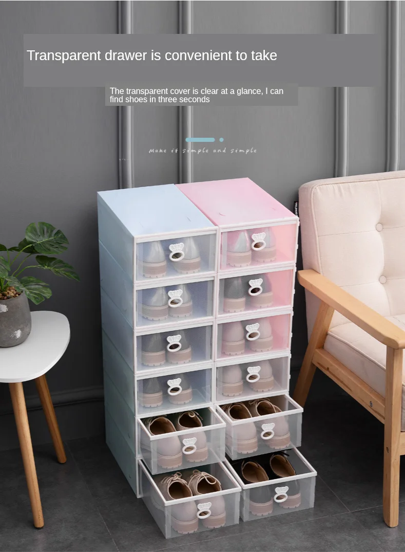 transparent drawer shoes box on Foldable Clear Shoes Storage Box Thickened Flip Shoes Transparent Drawer Showcase Plastic Stackable Shoe Organizer Holder Special Discount 83b18 Cicig