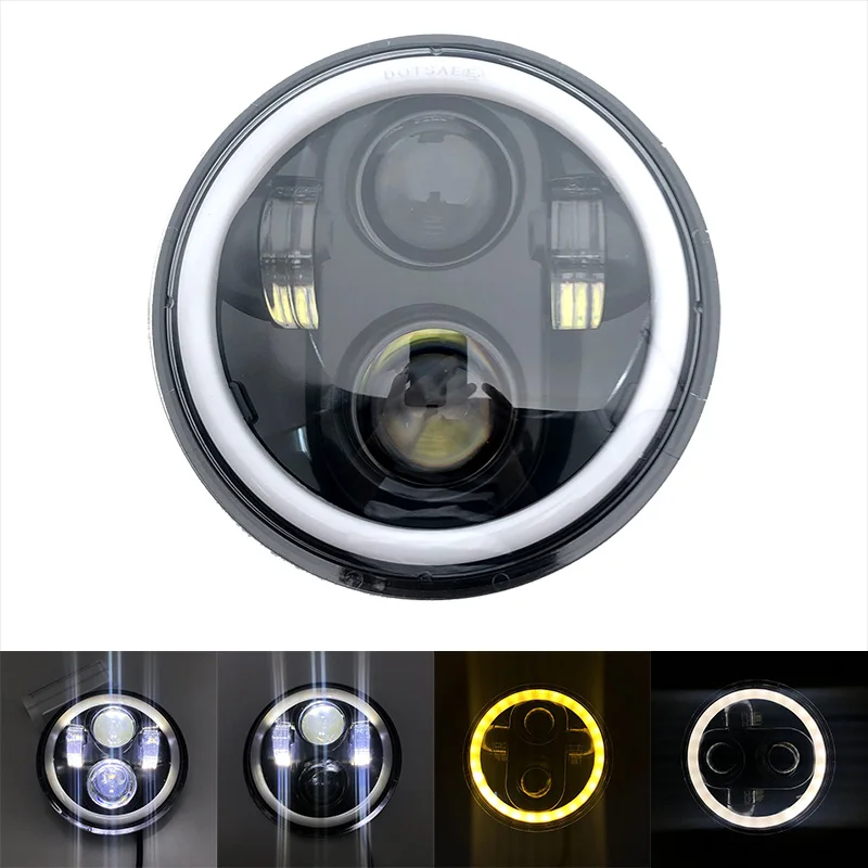 1PC Black 5-3/4&quot 5.75Inch Round LED Headlight Hi Low Projector for Sportster XL 883 1200 Dyna For Honda Shadow Spirit 750 Yamaha |