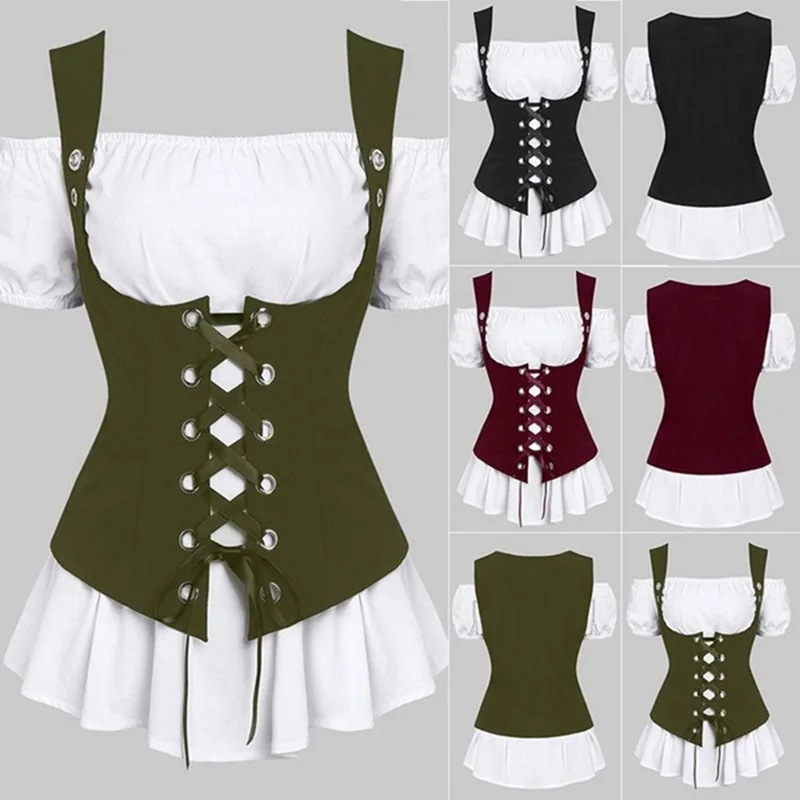 

2019 New Corset Renaissance Lace Up Waist Trainer Bodysuit Body Slimming Corset Sexy Cute Women Perfect Shaper S-3XL 2pcs