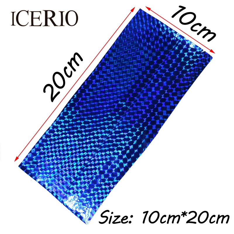 ICERIO 6PCS 10*20cm Holographic Adhesive Film Flash Tape for Lure Making Fly Tying Materail Metal Hard Baits Flies Color Sticker fishing lure fly tying thread
